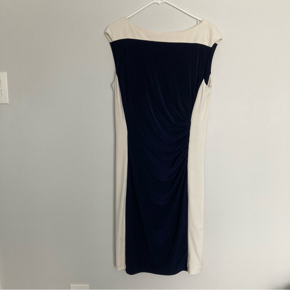 Navy & White Color Block Dress | Ralph Lauren | Size 14